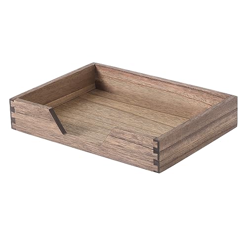 DDYURI Wood Letter-Size Tray for Office Desktop Organizer - Wooden Front-Load Documents Tray for Mail, Paper, File, Magazine, Pen,Notebook Storage Paper Holder Trays Dark(DGTU-DK) - color: Dark