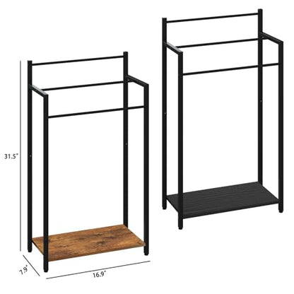 Freestanding Towel Rack, 3 Tier Blanket Ladder Stand with Rustic Brown Wooden Shelf for Bathroom Living Room (31.5" H x 16.9" W x7.9 D) - color: Rustic Brown, size: 31.5"H x 16.9"W x7.9"D