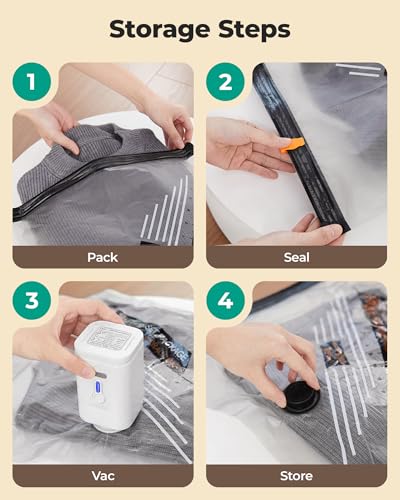 BAGSMART Travel Vacuum Bags with Wireless Pump, 15 Pack Space Saver Bags for Suitcase & Home Storage, Cordless Compression Bags Set for Clothes, with Toiletry Bag, Laundry Bag, Shoe Bag - size: 15-Pcs Travel Set