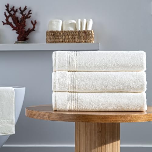 Ozdilek 4-Piece Bath Towels, 27x54, 100% Turkish Cotton, Luxury Quick Dry, Extra Large, Fade-Resistant, Eco-Friendly, Spa Towel, Comfortable (Ivory) - color: Ivory
