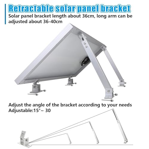 Adjustable Solar Panel Tilt Mount Brackets Aluminum Alloy Solar Panel Mounting Support up to 50 70 100 150 200 300 400 Watt Solar Panel for Flat Surface Roof RV Boat Off-Grid (Mount Only) Silver - color: 1 SET