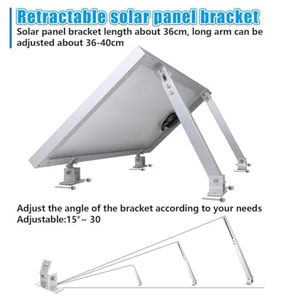 Adjustable Solar Panel Tilt Mount Brackets Aluminum Alloy Solar Panel Mounting Support up to 50 70 100 150 200 300 400 Watt Solar Panel for Flat Surface Roof RV Boat Off-Grid (Mount Only) Silver - color: 1 SET