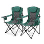 ARROWHEAD OUTDOOR 2-Pack Portable Deluxe Folding Camp Quad Chair w/Headrest, Glass & Cup Holders, Armest 6-can Cooler, Heavy Duty Carry Bag, 550 lbs Weight Capacity - color: Green 2pack