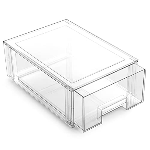 BINO | Stackable Storage Drawers, Large - Clear | THE CRATE COLLECTION | Storage Bins With Drawers | Bathroom Organizers | Under Sink Organizer | Vanity Cabinet Home Organization - size: Large