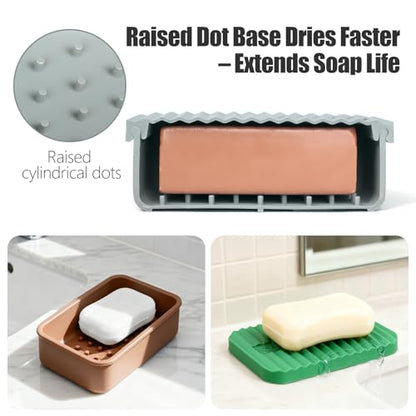 OTHIX Large Leakproof Travel Soap Case for 10 oz Bar Soap, Silicone Soap Container Compatible with Duke Cannon Style Big Bars, Tight-Seal Soap Box for Gym, Camping, Bathroom, Truck Drivers((Green) - color: Green