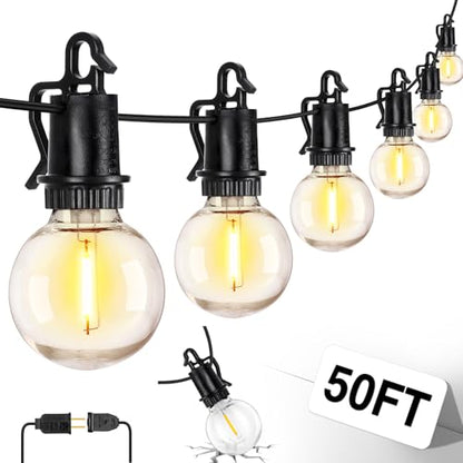 ZJOJO 50FT Outdoor String Lights, G40 Globe Outdoor Lights with 25 Shatterproof LED Bulbs 2700K,IP65 Waterproof Patio Light - size: 50FT-25