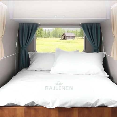 RV Three Quarter RV Camper Sheet Set (48x80) – 100% Egyptian Cotton, Soft & Cooling, 16” Deep Pocket Fitted Sheet, Luxury Hotel Quality Bedding for RVs, Campers & Motorhomes (White Solid) - color: White Solid, size: RV Three Quarter (48x80)