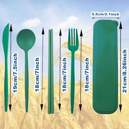 ELANE 4 Sets Reusable Travel Utensils Set with Case,Camping Cutlery Set Reusable Cutlery Set with Case,Utensil Sets for Lunch Picnic Daily Use Outdoor (darkgreen) - color: darkgreen