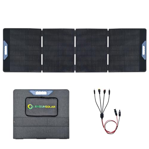 LENSUNSOLAR 200W Foldable Solar Panel Charger, 23.5% A+ Monocrystalline, IP67, MC4 Cable Included, for 12V Batteries Power Stations RV Road Trips Backyard Parties Outdoor Work Off Grid Living - size: 200W
