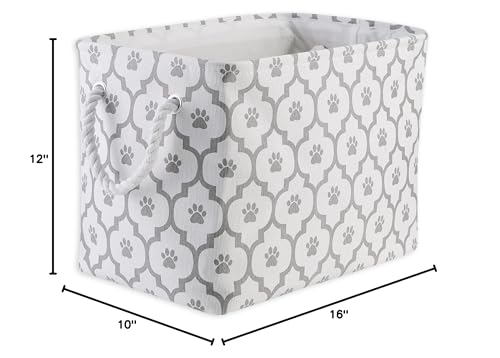 Bone Dry Pet Storage Collection Lattice Paw Print, Medium Rectangle, White/Gray - color: White/Gray, size: Medium Rectangle