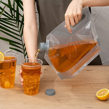 Restaurantware Cater Tek 1/2 Gallon Water Containers 10 Drink Bags - Collapsible Includes Tamper-Evident Caps Clear Plastic Beverage Bags For Catered Events Camping or Hiking Durable Handle - size: 10 Count, style: 1/2 Gallon