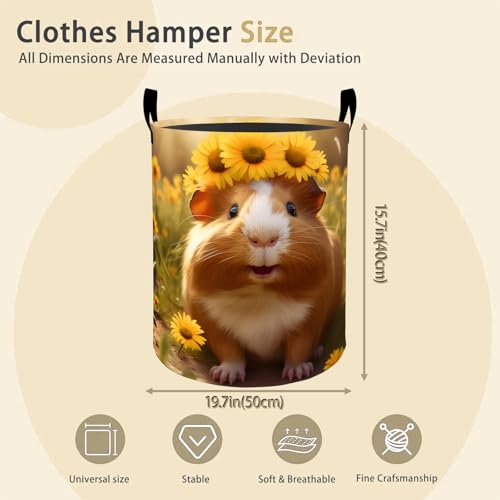 Sunflower Guinea Pig Laundry Basket Hamper for Boys Girls Kids Adults, Foldable Waterproof Oxford Clothes Storage Bin, Pet Organizer for Bedroom Bathroom Room Decor 19.7"x15.8" - style: Guinea Pig01