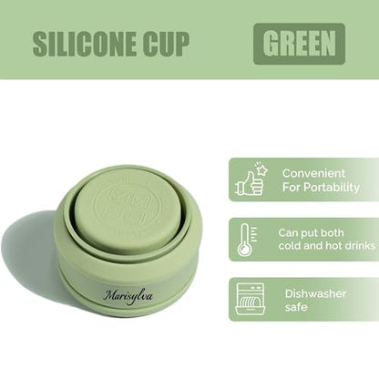 12oz Collapsible Water Bottles, Silicone Foldable Portable Travel Water Bottle, Folding Lightweight Reusable Leakproof for Traveling Camping Hiking Cycling Yoga Sports Green - color: Green