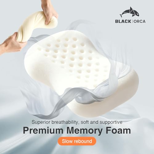 Memory Foam Camping Pillow, Lightweight & Portable Travel Pillow, Backpacking Pillow with Removable Cover, Ergonomic Pillows, Neck Lumbar Support for Outdoor Camp, Hiking, Backpacking Sleep