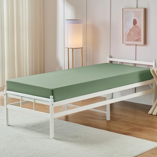 VACVELT Cot Fitted Sheet, 31 x 75 Inch Light Green Cot Sheets, Ultra Soft and Breathable Microfiber Bed Cover Snug Fit for Narrow Twin/RV Bunk/Camper Bunk/Guest Beds/Trifold Mattress - color: Light Green
