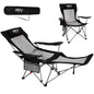 #WEJOY 2-in-1 Reclining Camping Chair with Footrest for Adults Folding Lounge Chair with Adjustable Backrest Lightweight Camping Chairs Heavy Duty Camp Chairs for Outdoor - color: Black Grey
