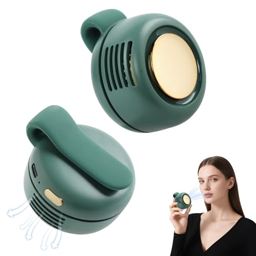 Portable Silent Mini Bladeless Fan Clip On,3 Speeds Clip-On Fans For Shirt,Small Clips Fanmini Whirlwind Fans For Waist Clips Suitable For Outdoor & Travel & Office (Green) - color: Green