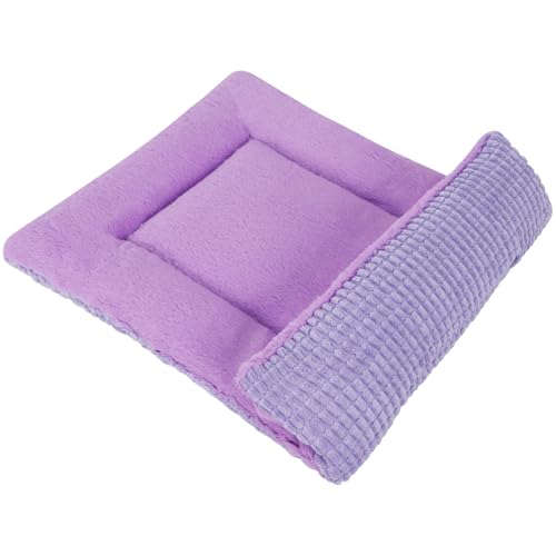 Reversible Dog Bed Mat with Plush and Corn Velvet,Soft Warm Pet Cushion, Dual Purpose Washable Sleeping Mattress Bed for Small Medium Large Dog and Cat XB004 (30"x20", Purple) - color: Purple, size: 30"x20"