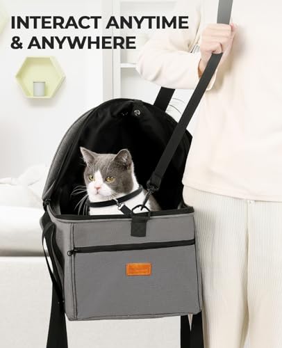 BurgeonNest Top-Expandable Large Cat Carrier, Soft-Sided Cat Bag for Medium & Large Cats Up to 25 lbs, Upgraded Small Dog Car Seat, Pet Travel Bag with Semi-Open Canopy - size: Large