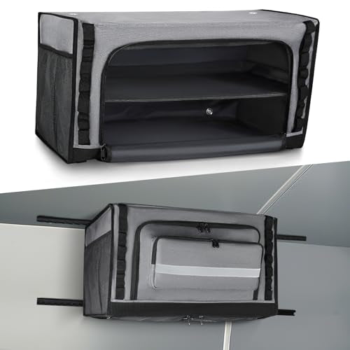 24" RV Overhead Storage Cabinet, Soft-Sided Overhead Organizer for Vans, RV Organizer Storage Cabinet Compatible with Mercedes-Benz Sprinter, Ford Transit & RAM Promaster Vans, Gray - color: Grey, size: 24 Inch