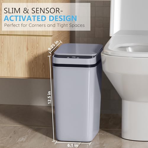 jinligogo 3Pack Bathroom Small Trash Can with Lid, 2.6 Gallon Touchless Automatic Garbage Can Slim Waterproof Motion Sensor Smart Trash Bin for Bedroom, Office, Living Room White/Black/Grey - color: Mix