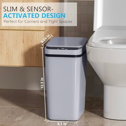 jinligogo 3Pack Bathroom Small Trash Can with Lid, 2.6 Gallon Touchless Automatic Garbage Can Slim Waterproof Motion Sensor Smart Trash Bin for Bedroom, Office, Living Room White/Black/Grey - color: Mix