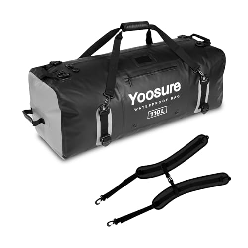 110L Waterproof Duffel Bag 35IN - Airtight Zipper Dry Bags, Extra Large Dry Bag with Straps&Handles for Camping Boating Kayaking Rafting Canoeing Gym Beach Car Roof Storage (Black) - color: Black