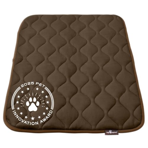 Paw Inspired Washable Padded Crate Mats for Dogs | 35” x 22” Pad, Fits 36-inch Kennels | Leakproof, Waterproof Bottom, Plush Pet Beds (Dark Brown) - color: Dark Brown, size: 36 Inch