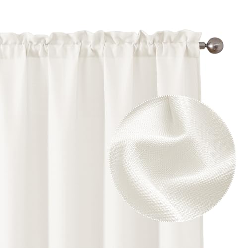Chyhomenyc Bedroom Curtains 45 Inch Length 2 Panels, Faux Linen Textured Light Filtering Soft Airy Yellowish Window Treatment Drapes for Living Room, Each 30Wx45L Inches, Cream（prev. Ivory） - color: Cream, size: 30"W x 45"L (Pack of 2)