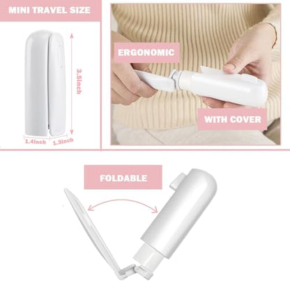 Mini Travel Lint Roller with 150 Sticky Sheets, Compact Portable Pet Hair Remover with Cover for Clothes, Travel, Small Foldable Lint Roller for Purse Car Bag Essentials (White) - color: White