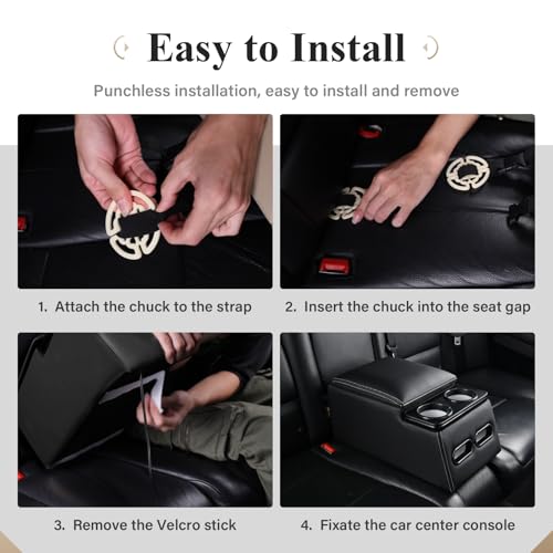 Coverado Car Center Console, Universal Rear Bench Seat Consoles, Truck Seat Organizer and Storage, Back Seat Car Organizer with Cup Holder, Central Armrest Box (Regular, Black) - color: Black, style: Regular