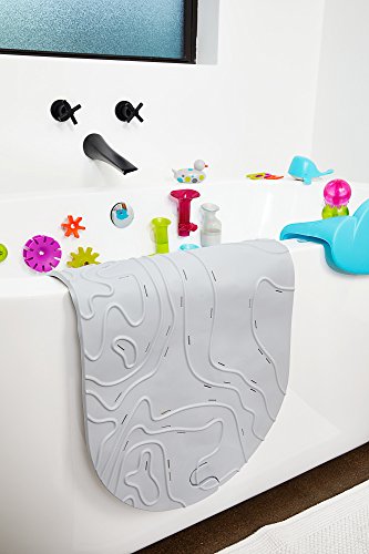 Boon GRIFFLE Textured Non Slip Baby Bath Tub Mat with Hanging Hook and Drain Holes, Gray - style: Griffle