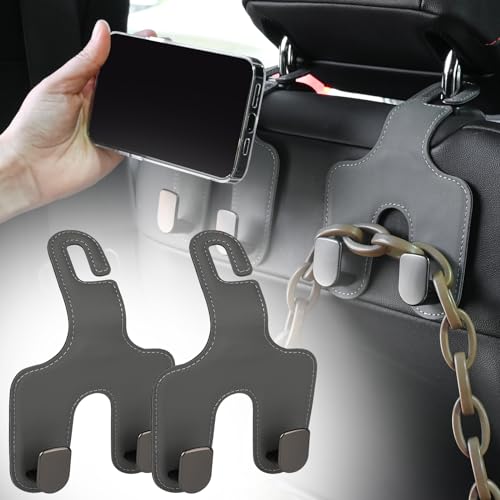 JEYODA Car Hooks for Purses and Bags,Flexible PU Vehicle Storage Hanger,Car Seat Back Organizer,Universal Hidden Multifunctional Headrest Hooks for Car，Home (Style 2-Grey) - color: style 2-grey