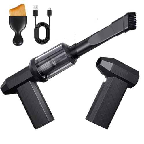 Electric Air Duster Vacuum 2-in-1, Canned Air Alternative Rechargeable Blower with 100,000 RPM, Mini Vacuum for Keyboard, PC, Car Interior, Home Cleaning(Black) - color: Black