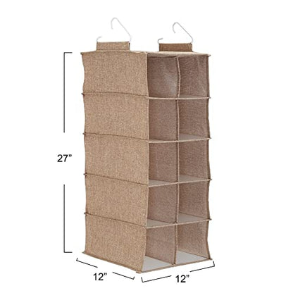 Household Essentials 10 Pocket Hanging Shoe Closet Organizer with Hooks - color: Latte