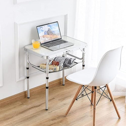 YihuiKo Folding Picnic Table, Small Camping Table with Adjustable Heights, Portable Lightweight Aluminum Side Table for Office, Beach, Garden, Travel - size: 23.6" x 15.8" x 24"