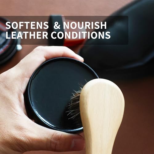 Black Brown Shoe Polish for Leather Mink oil Boot Care Shoe Shine Kit Saddle Soap Leather Conditoner Cream Clearner KitBirthday Gifts for Men Women