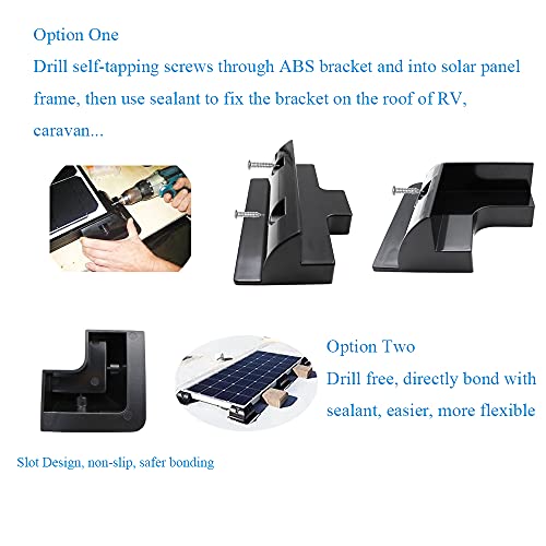 Solar Panel Mounting Brackets ABS Corner Bracket Kit 7PCS, Drill-Free Widely Used on Roofs of RV, Caravans, Vehicles, Camper Vans, Sheds, Garages, Deck of Boats, Black - color: Black