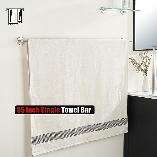 JQK Bath Towel Bar, 39 Inch 304 Stainless Steel Thicken 1mm Single Towel Rack for Bathroom, Towel Holder Brushed Finished Wall Mount, Useable Length 36 Inch, TB110L36-BN - color: Brushed, size: 39 Inch