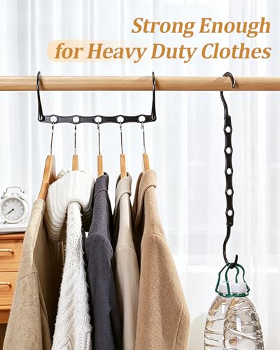 AMKUFO Hangers-Space-Saving 8 Pack Space-Saver, College-Dorm-Room-Essentials for Guys Girls, Smart Hangers for Bedroom Apartment Essentials, Black Plastic Magic Hangers House Organization Must Haves - size: 8 Pack