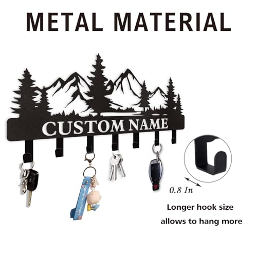 Dyoart Personalized Custom Mountain Theme Key Holder with Name, Metal Wall Mount, Coat Rack, Key Hooks, Home Decor Gift - color: 05 Mountain