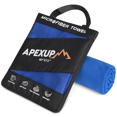APEXUP Microfiber Travel Towel, Ultra Absorbent Quick Dry Towels, Lightweight Gym Sports Camping Towel for Workout, Yoga, Beach, Shower, Swimming (72"×40", Dark Blue) - color: Dark Blue, size: 72"×40" Single