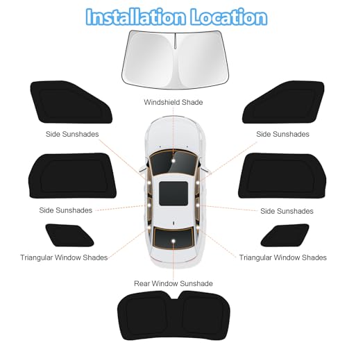 KUST Car Window Shades for Hyundai Palisade LX3 2026 Windshield Sun Shade Side Window Cover UV Block Privacy Protection Accessories for Camping Blackout Rear Back Full Set 8PCS - size: FOR | Hyundai Palisade LX3 2026 (8pcs)