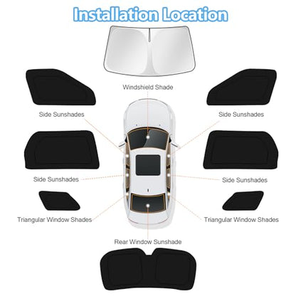 KUST Car Window Shades for Hyundai Palisade LX3 2026 Windshield Sun Shade Side Window Cover UV Block Privacy Protection Accessories for Camping Blackout Rear Back Full Set 8PCS - size: FOR | Hyundai Palisade LX3 2026 (8pcs)
