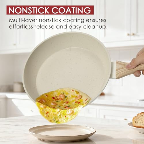 Kikcoin Pots and Pans Set Non Stick 31 Piece Kitchen Nonstick Cooking Cookware Sets with Grill Pan Saucepan Baking Sheet Utensil, Cream White - color: Cream White