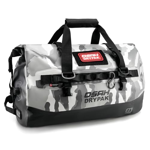 OSAH DRYPAK Waterproof Duffel Bag 25L/40L/60L – Heavy-Duty Motorcycle Tail Bag, Roll-Top Dry Bag for Travel, Camping, Boating, Kayaking, Outdoor Adventure - color: SKY GREY, size: 25L