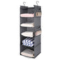 MAX Houser 5 Shelf Hanging Closet Organizer, Space Saver, Cloth Hanging Shelves with 4 Side Pockets, Foldable, Grey - color: Grey-6