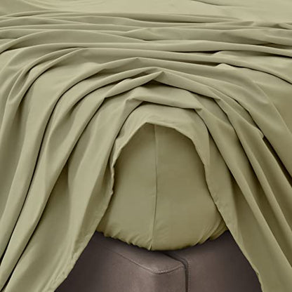 3-Piece Twin Green Microfiber Sheet Set - Ultra-Soft, Brushed Bedding Sheets & Pillowcases - Wrinkle & Fade Resistant, All-Season Bed Sheets for Bed (Twin, Sage) - color: 30 - Sage, size: Twin