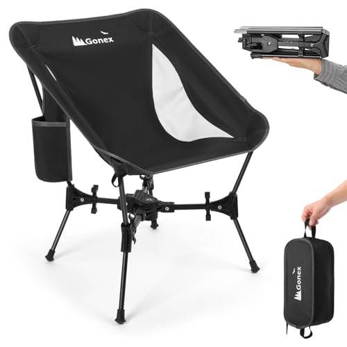 Gonex Portable Camping Chair, The 5th Gen Ultralight Compact Backpacking Foldable Lightweight Folding Chair for Outdoor Camp Hiking Beach Picnic Concert, Supports 330lbs (Black, 1 PCS) - color: Black