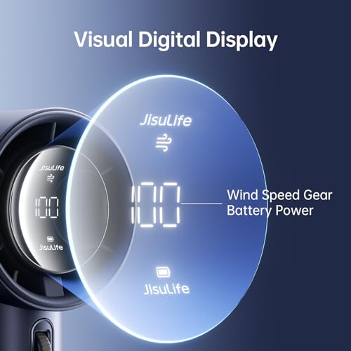JISULIFE Handheld Fan Pro1S - Next-Gen Airflow: 12 Hours Runtime, Pearlescent ABS - Elegant Strength, 1-100 Speed Scroll Wheel, 3600mAh-Portable Fan for Travel, Gifts for Women Men(Stellar Blue) - color: Stellar Blue